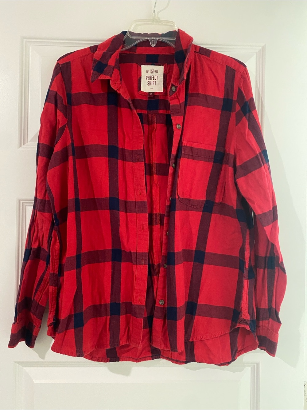 SO Red and Black Plaid Button-Down Shirt